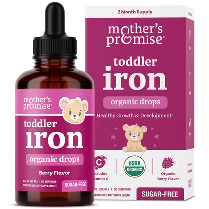 Organic Iron Drops for Kids – Sugar-Free Berry Ferrochel® with Vitamin C