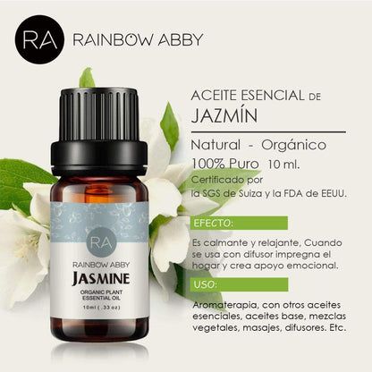 RAINBOW ABBY Jasmine Essential Oil – 100% Pure Organic Jasmine Oil for Diffuser, Skincare & Sleep (10ML)