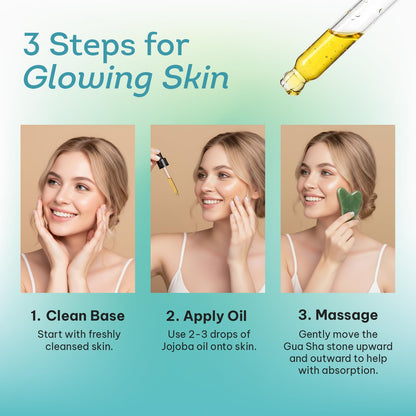 Kate Blanc Jojoba Oil for Hair, Skin & Face with Gua Sha Stone Kit (4oz, Organic)