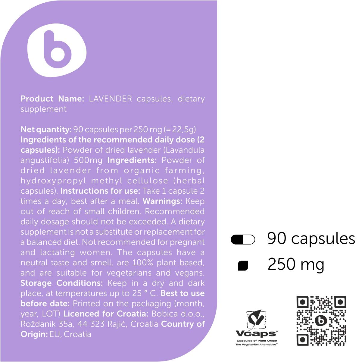 Organic Lavender Capsules - Relaxation & Calm | 90 Vegan Capsules | Non-GMO & Gluten-Free