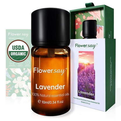 Organic Lavender Essential Oil - 100% Pure, Calming Aromatherapy Oil 10ml