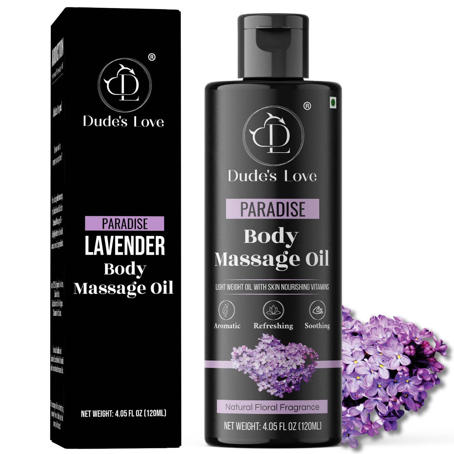 Organic Lavender Floral Edible Full Body Massage Oil - Relaxing, Calming | No Stain & Non-Sticky | 4.05 Fl Oz