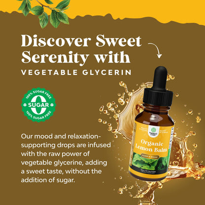 Organic Lemon Balm Leaf Liquid Extract for Immune Support - Lemon Balm Tincture for Mood & Relaxation Support - Organic Tincture Leaf Drops for Adults & Kids Dietary Supplement - 2OZ - 120 Day Supply