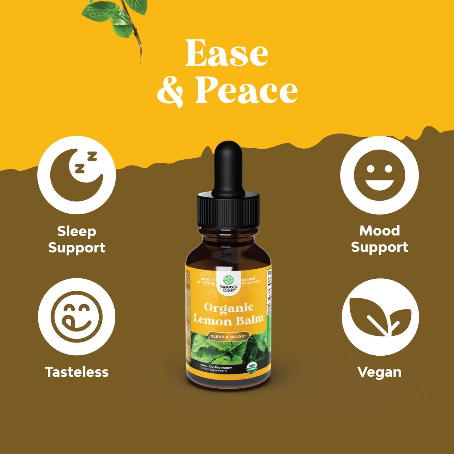 Organic Lemon Balm Leaf Liquid Extract for Immune Support - Lemon Balm Tincture for Mood & Relaxation Support - Organic Tincture Leaf Drops for Adults & Kids Dietary Supplement - 2OZ - 120 Day Supply