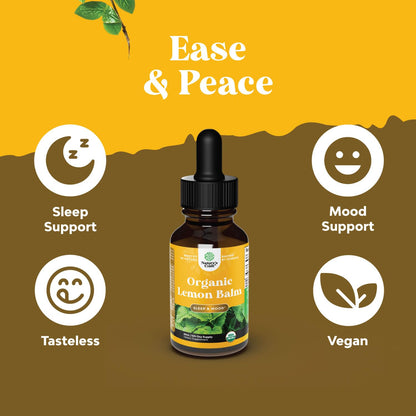 Organic Lemon Balm Leaf Liquid Extract for Immune Support - Lemon Balm Tincture for Mood & Relaxation Support - Organic Tincture Leaf Drops for Adults & Kids Dietary Supplement - 2OZ - 120 Day Supply