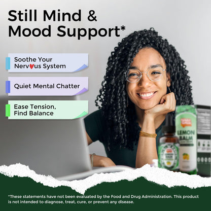 Organic Lemon Balm Tincture for Relaxation & Mood Balance – Fast-Absorbing, Alcohol-Free (60 mL)
