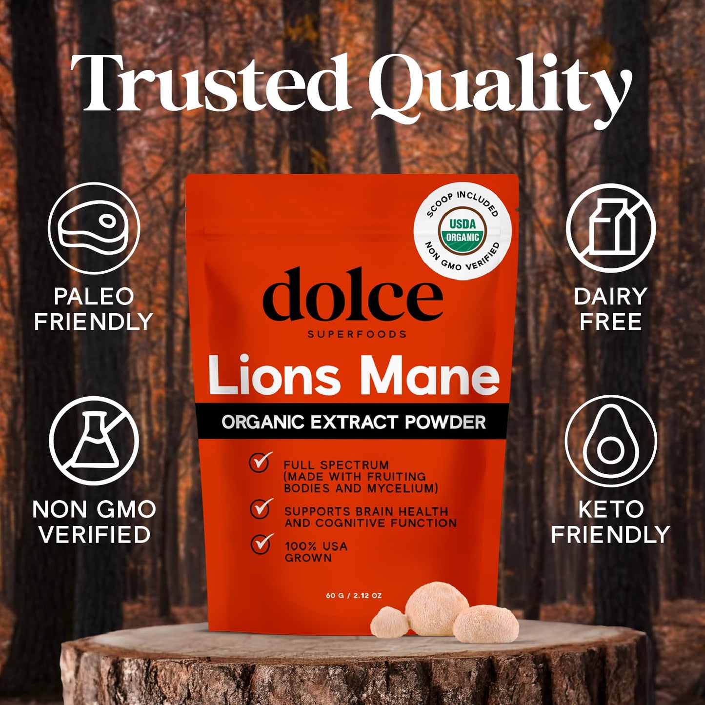 Organic Lion’s Mane Mushroom Powder – Focus & Memory Support (2.12oz)