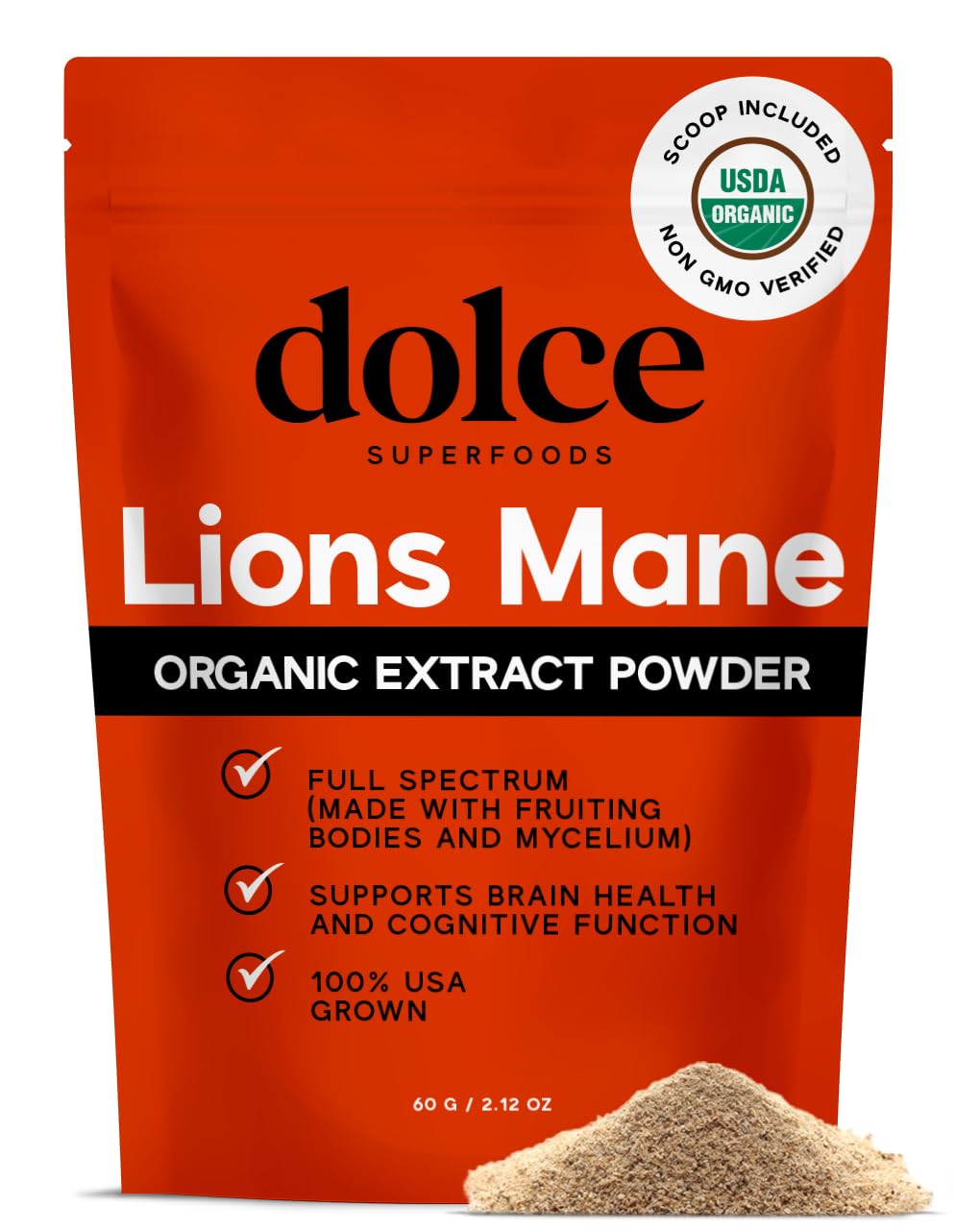 Organic Lion’s Mane Mushroom Powder – Focus & Memory Support (2.12oz)