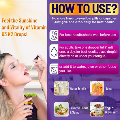 Vitamin D3 K2 Drops 10000IU with Organic Black Seed Oil – 6-in-1 Liquid (2 oz)