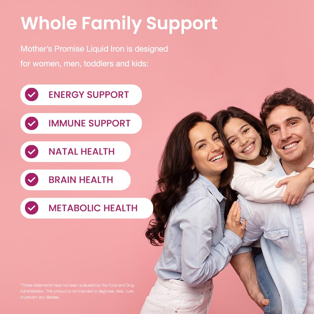 Organic Liquid Iron Supplement for Women, Men & Kids | Sugar-Free Berry Flavor