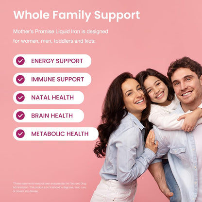 Organic Liquid Iron Supplement for Women, Men & Kids | Sugar-Free Berry Flavor