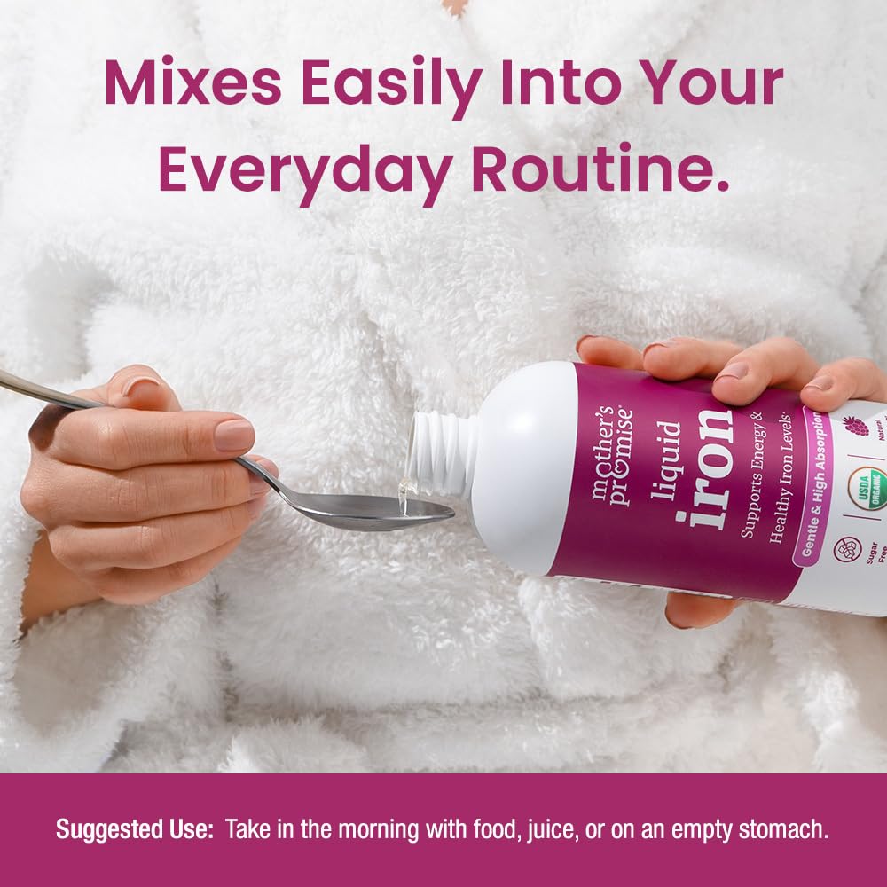 Organic Liquid Iron Supplement for Women, Men & Kids | Sugar-Free Berry Flavor