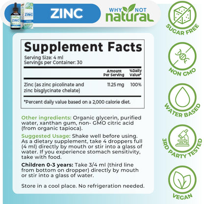 Organic Liquid Zinc Drops – Chelated Picolinate & Bisglycinate (Vegan)