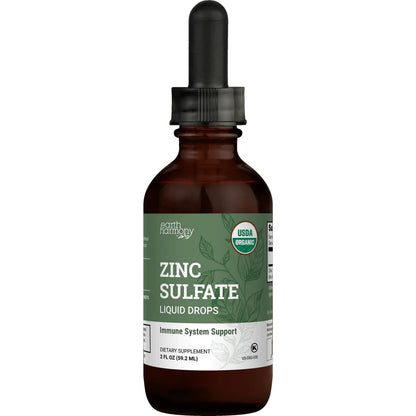 Organic Liquid Zinc Sulfate – Vegan, Non-GMO, 2 oz (7.5 mg) for Skin, Immunity & Cell Growth