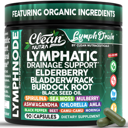 Organic Lymphatic Drainage Supplements | Elderberry, Sea Moss, Spirulina | Clean Nutra