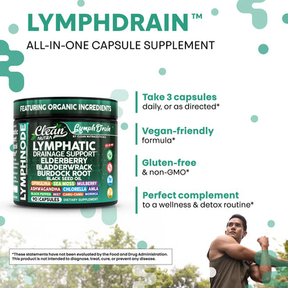 Organic Lymphatic Drainage Supplements | Elderberry, Sea Moss, Spirulina | Clean Nutra