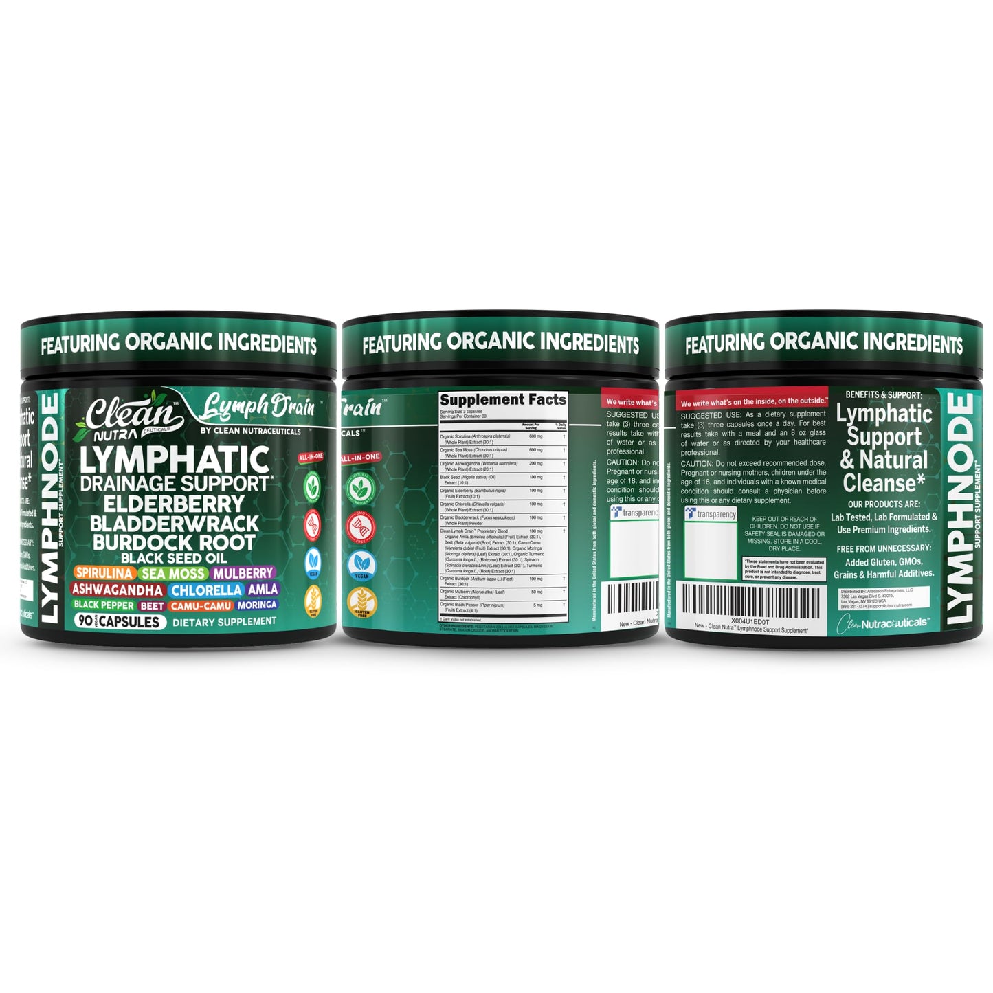 Organic Lymphatic Drainage Supplements | Elderberry, Sea Moss, Spirulina | Clean Nutra