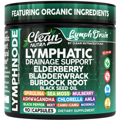 Organic Lymphatic Drainage Supplements | Elderberry, Sea Moss, Spirulina | Clean Nutra