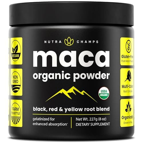 Organic Maca Powder – Gelatinized Peruvian Blend (Yellow, Black & Red Roots) – Vegan & Non-GMO 8oz