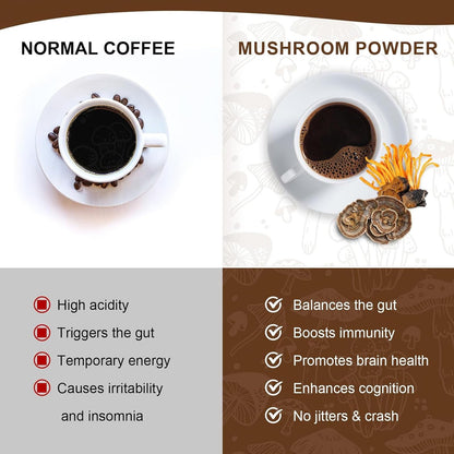 Organic Mushroom Coffee Blend with Lion's Mane, Cordyceps, Reishi, Shiitake & Turkey Tail