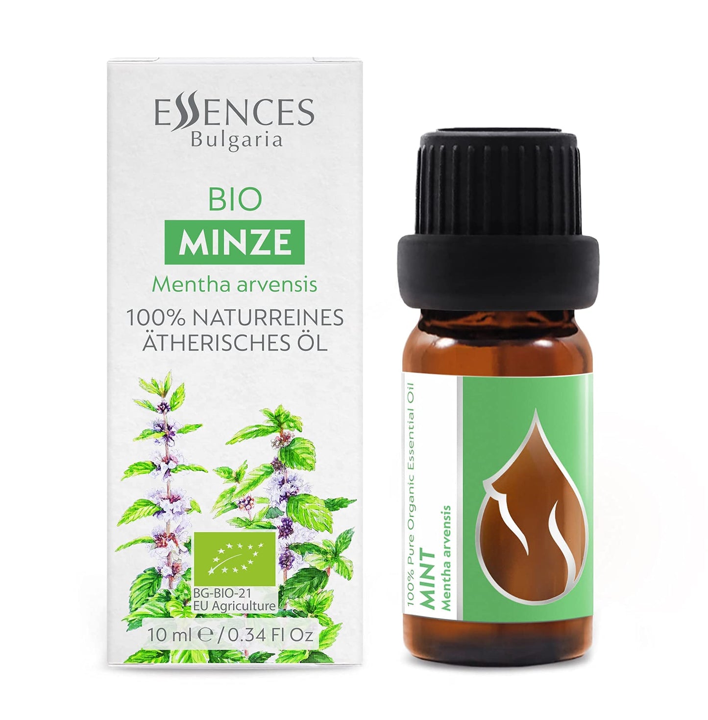 Organic Mint Essential Oil 1/3 Oz (10ml) Mentha arvensis – 100% Pure & Undiluted Aromatherapy