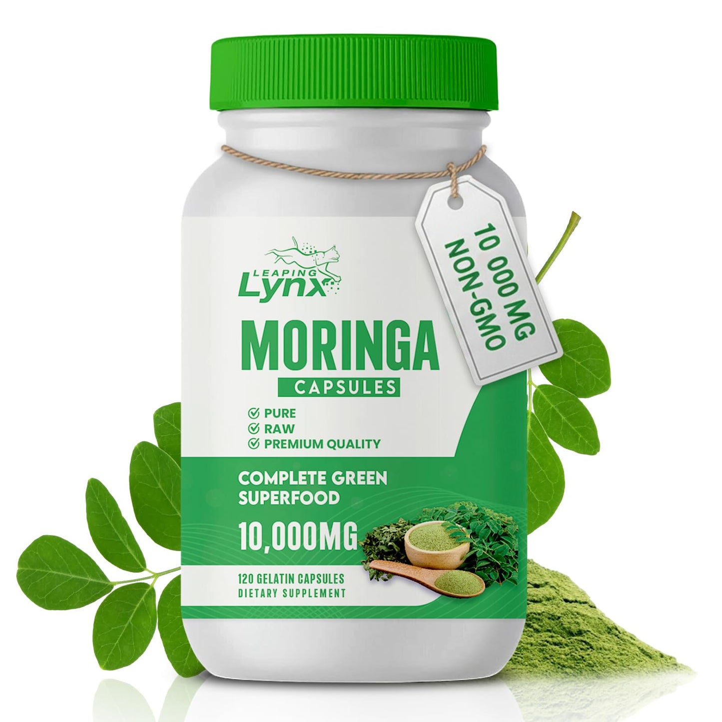 Organic Moringa 1200mg | 120 Capsules (60-Day) – Energy & Immune Support | Non-GMO