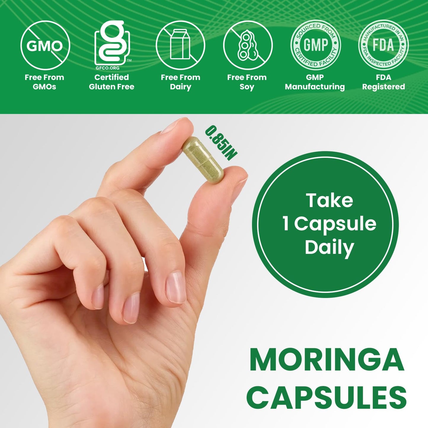 Organic Moringa 1200mg | 120 Capsules (60-Day) – Energy & Immune Support | Non-GMO