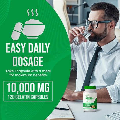 Organic Moringa 1200mg | 120 Capsules (60-Day) – Energy & Immune Support | Non-GMO