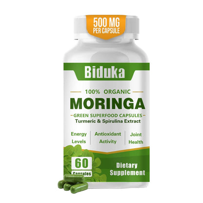 Organic Moringa Capsules 1000mg | Antioxidant Superfood for Energy, Metabolism & Immune Support – Vegan, Non-GMO (60 Caps)