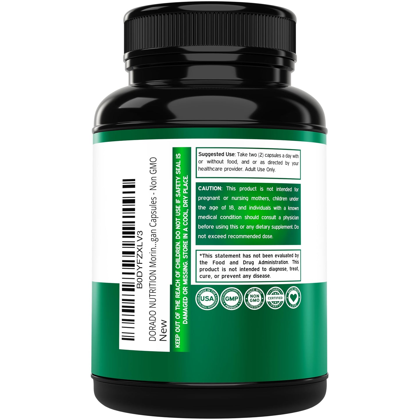 Organic Moringa Capsules 40,000mg | 180 Capsules | 3 Month Supply | Vegan, Non-GMO, USA Made