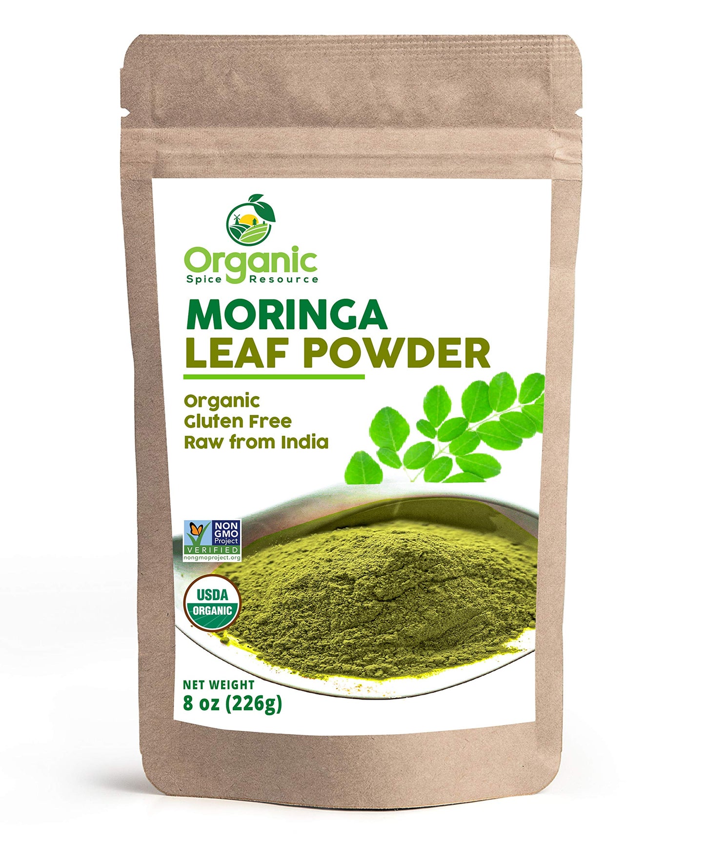 Organic Moringa Powder - 8 oz (226 g) | USDA Organic, Non-GMO | SHOPOSR