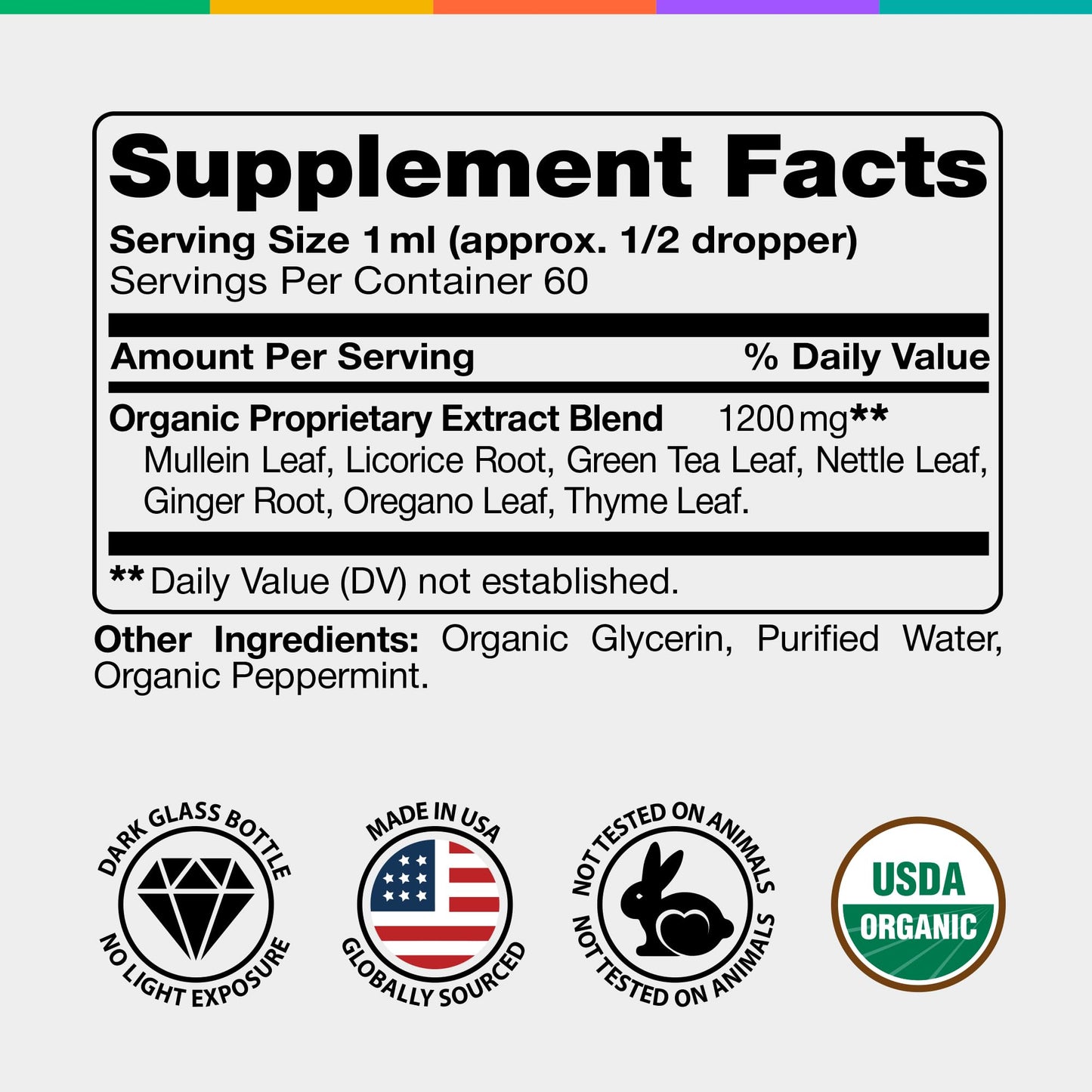 Mullein Drops for Lungs – USDA Organic Mullein & Nettle Leaf Extract | Made in USA | 2 oz