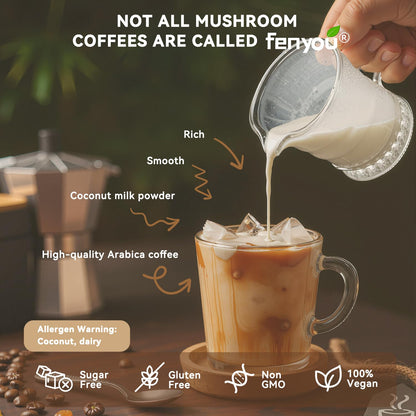 Organic Mushroom Coffee with Cordyceps & Turmeric – Gourmet Arabica Instant Coffee, 30 Servings (180g)