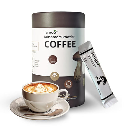 Organic Mushroom Coffee with Cordyceps & Turmeric – Gourmet Arabica Instant Coffee, 30 Servings (180g)