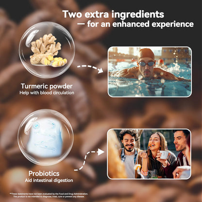 Organic Mushroom Coffee with Cordyceps & Turmeric – Gourmet Arabica Instant Coffee, 30 Servings (180g)