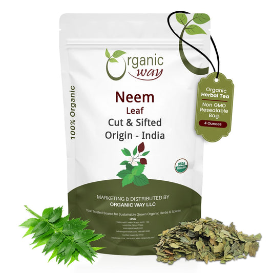 Organic Neem Leaf Cut & Sifted - Herbal Tea | Premium Dried Neem Leaves | USDA Certified | Non-GMO & Gluten Free | Origin India (4 oz) BritishVita | Premium UK Vitamins & Wellness Supplements