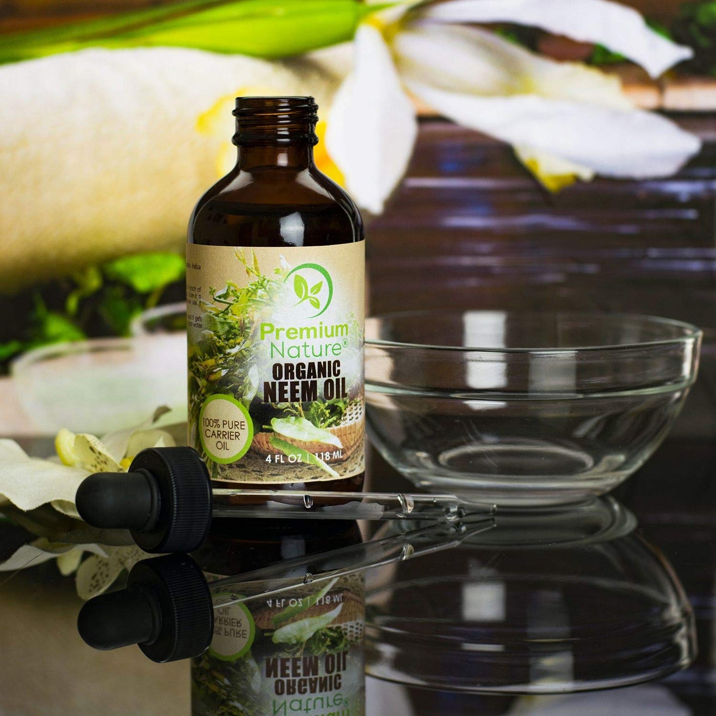 Organic Neem Oil 100% Pure Cold-Pressed – Skin, Hair & Plants (4 oz)