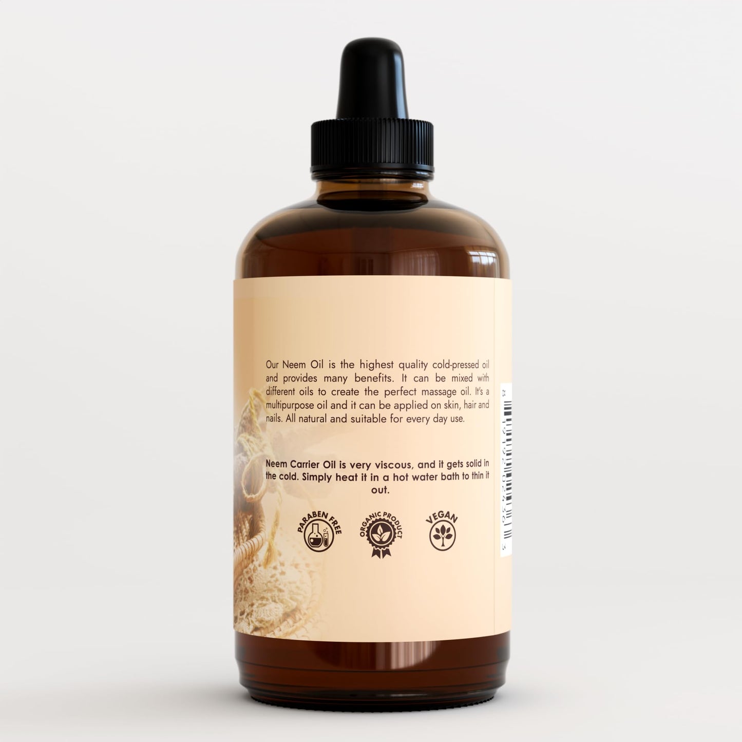 Organic Neem Oil 100% Pure Cold-Pressed – Skin, Hair & Plants (4 oz)