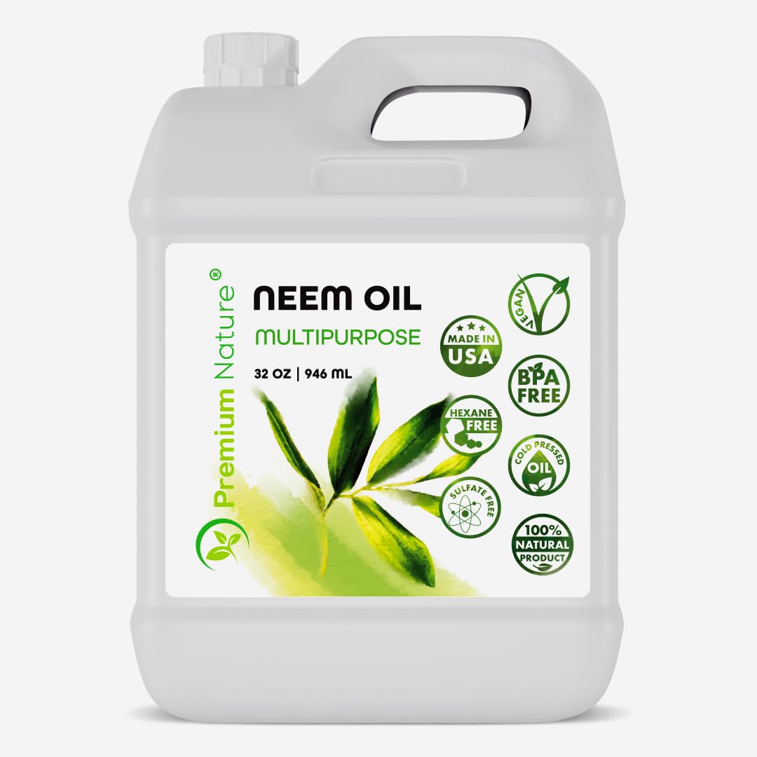 Organic Neem Oil 100% Pure Cold-Pressed for Skin, Hair & Plants | 32 oz