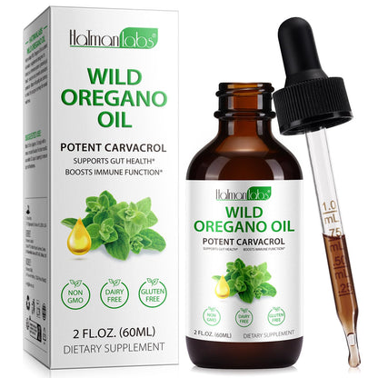 Organic Oregano Oil Liquid Drops | Natural Herbal Supplement for Immune, Digestive Support & Energy | Non-GMO, Gluten Free | 2 FL OZ