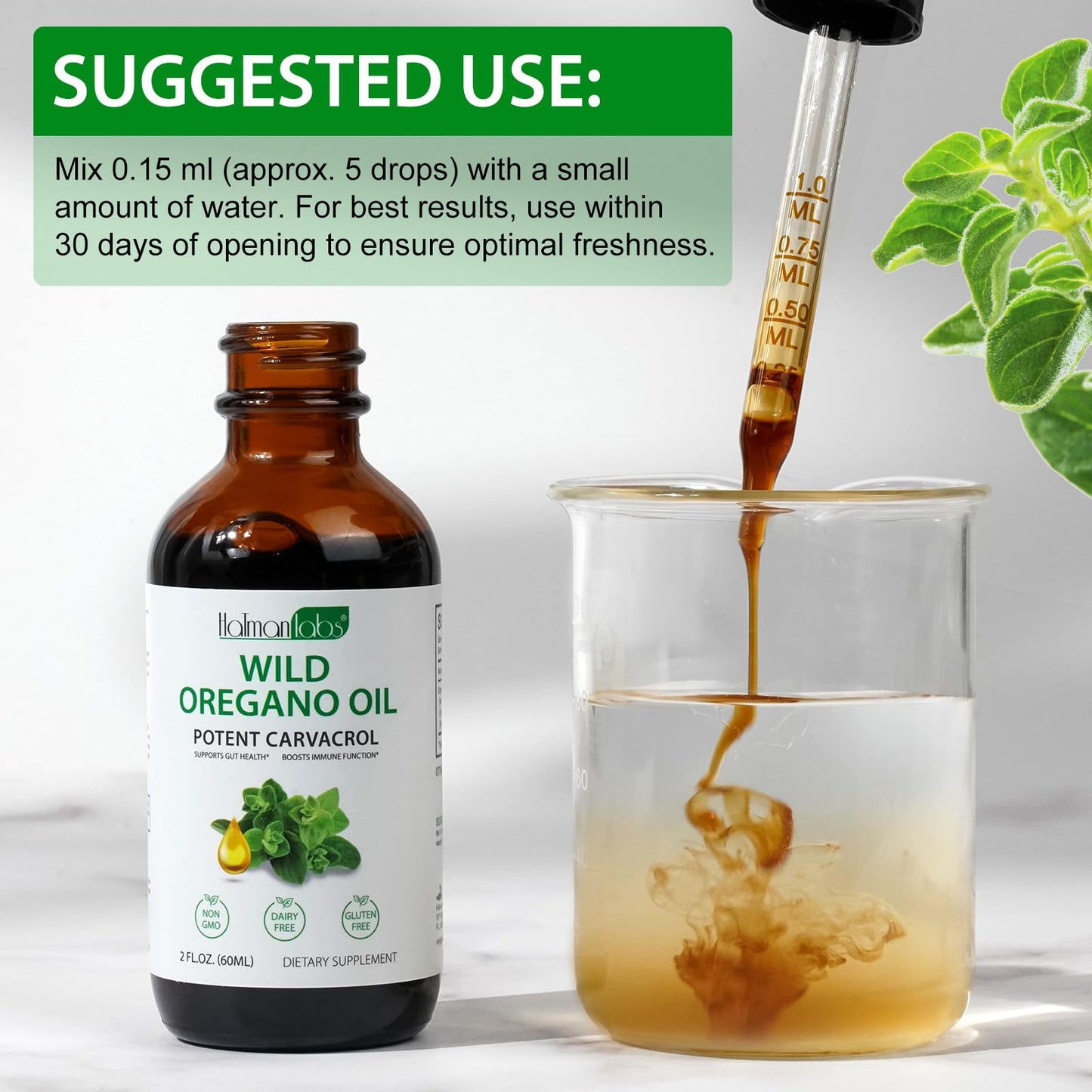 Organic Oregano Oil Liquid Drops | Natural Herbal Supplement for Immune, Digestive Support & Energy | Non-GMO, Gluten Free | 2 FL OZ