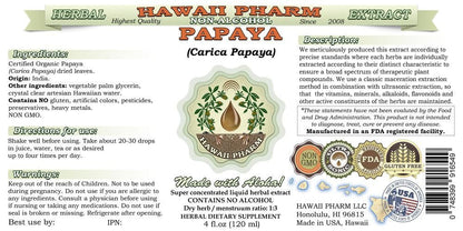Papaya Alcohol-Free Liquid Extract – Organic Papaya Glycerite (2 fl oz) | Hawaii Pharm USA
