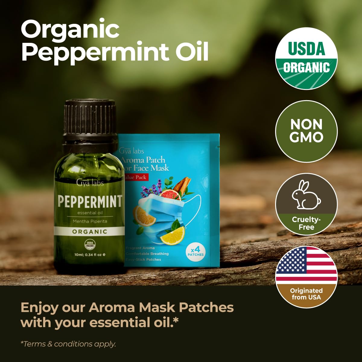 Gya Labs Organic Peppermint Essential Oil - 0.34 fl oz | Diffuser, Skin, Hair, Aromatherapy