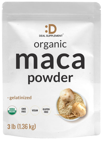 Organic Maca Root Powder (Peru) 3lbs – Gelatinized, Non-GMO | Energy & Immune Support