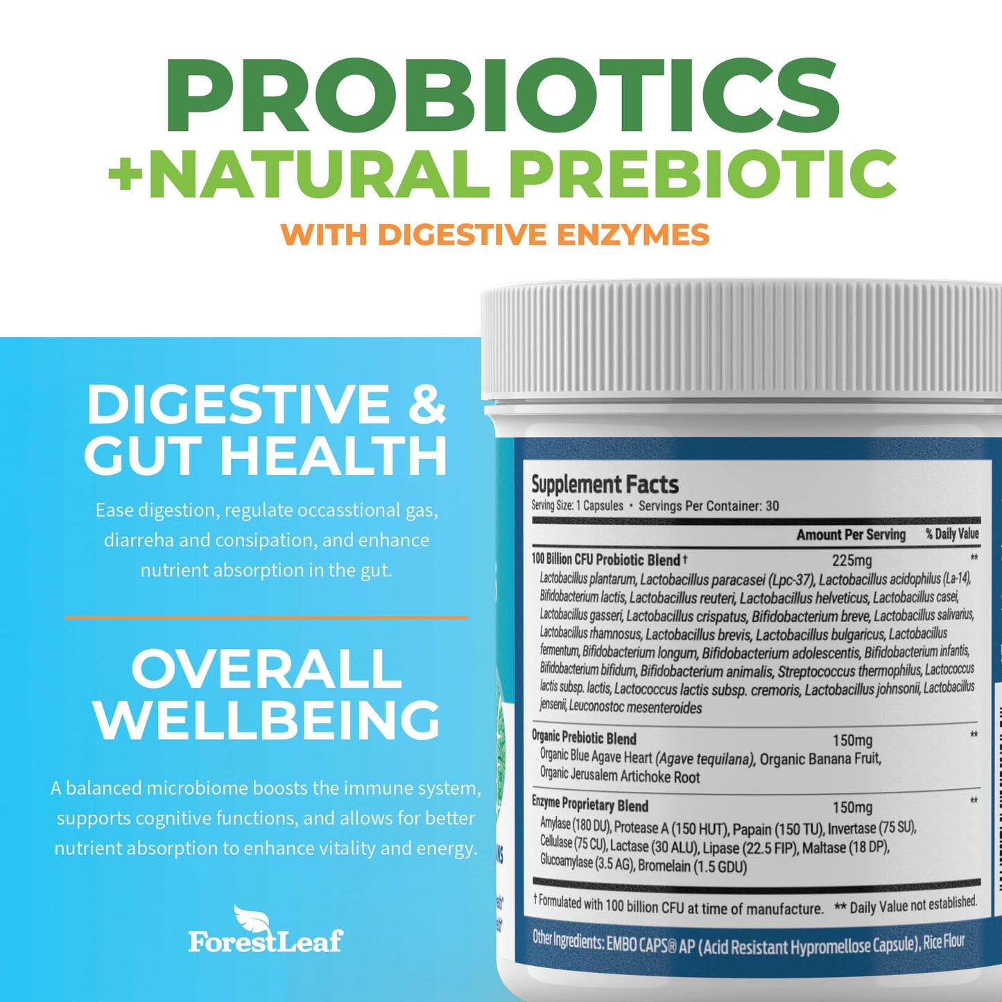 100 Billion CFU Probiotics for Men & Women - 26 Strains