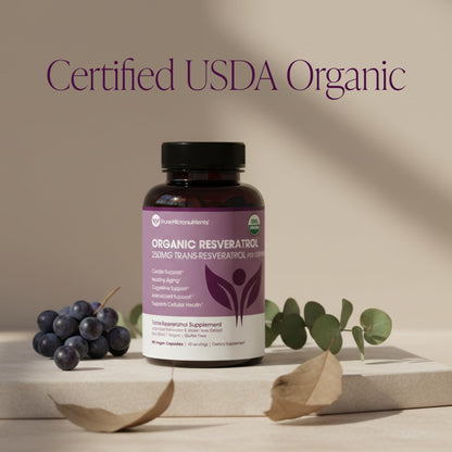 Organic Resveratrol Supplement – Trans-Resveratrol Capsules with Green Tea – Highly Purified & Bioavailable - 90 Vegan Caps