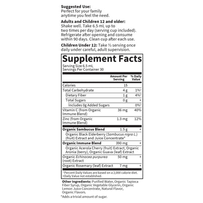 Garden of Life Organics Elderberry Immune Syrup – Sugar Free, 6.59 floz (195 mL) for Kids & Adults