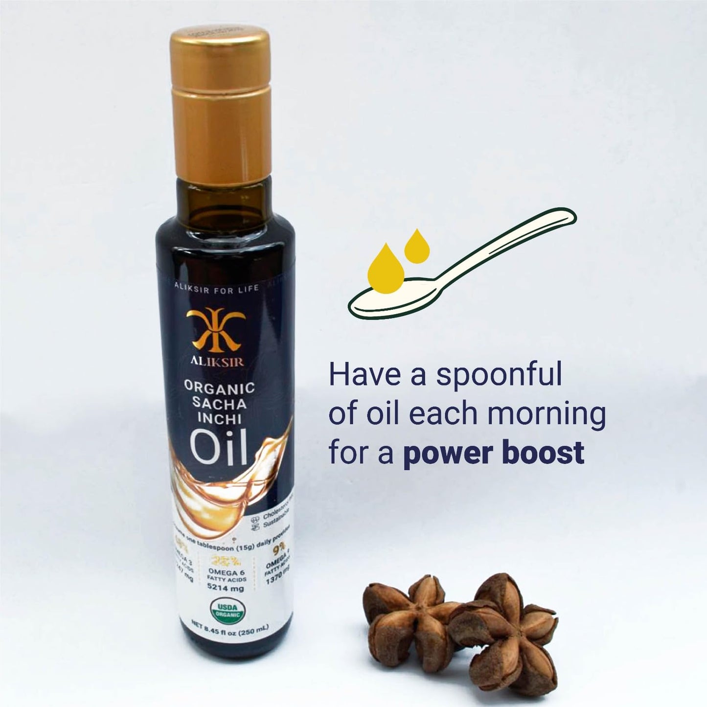 Organic Sacha Inchi Oil – Amazonian Seed, Extra Virgin, Cold-Pressed | High Omega-3 & 100% Natural