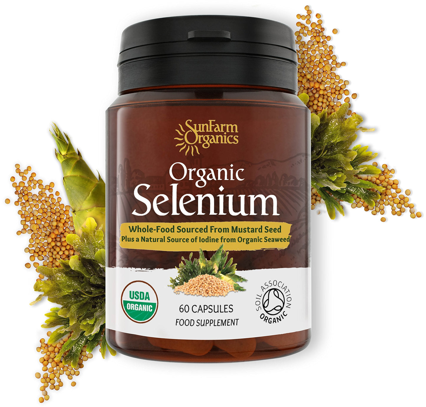 Organic Selenium 200 mcg with Iodine & Silica - Certified Organic Whole Foods | Two Month Supply