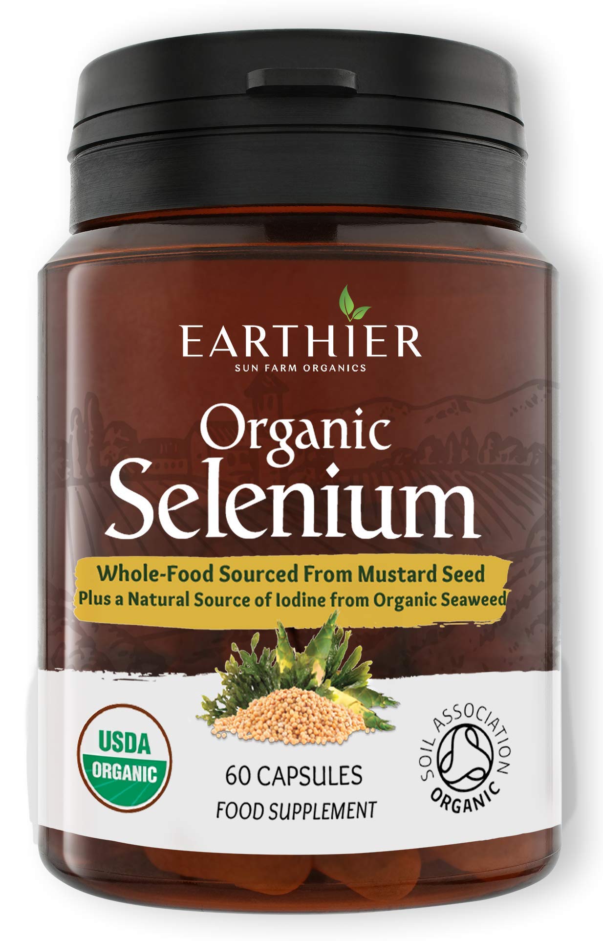 Organic Selenium 200 mcg with Iodine & Silica - Certified Organic Whole Foods | Two Month Supply
